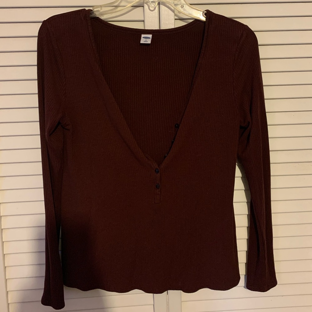 Old Navy Burgundy Ribbed Top Size XS
